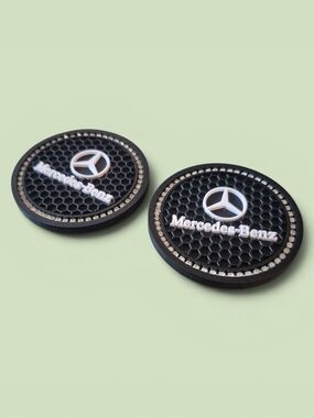 Black Logo Car Cup Mercedes-Benz Holder Coasters (Set of 2)